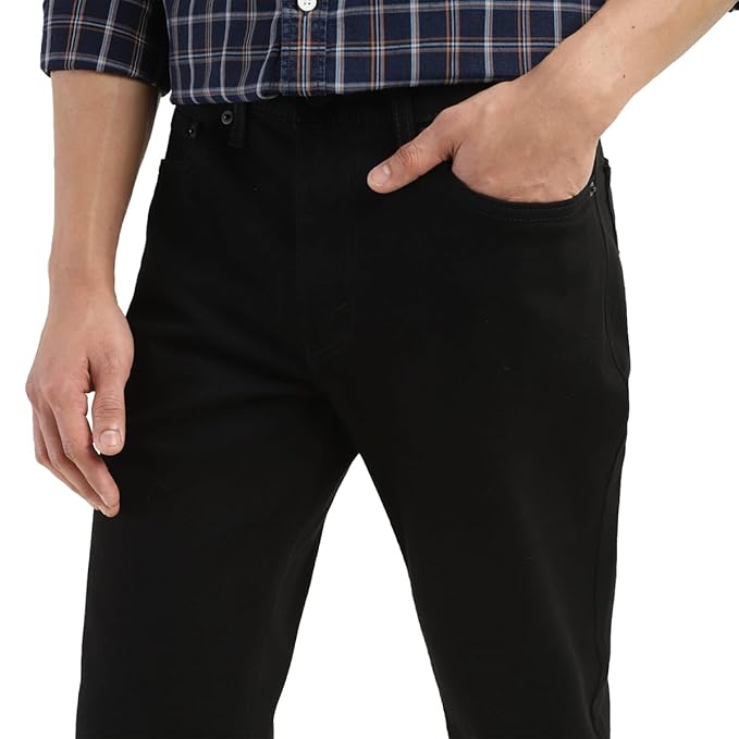 Denim Men Black Cotton Regular Fit Casual Jeans