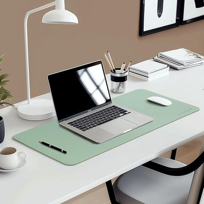 Aropana Anti-Slip Extended Mouse Pad, PU Vegan Leather Desk Mat, Computer Desk Table Protector Pad with Non-Slip Suede Base for Keyboard, Desktop, Laptop, Office, 36" x17" Inch, Turquoise