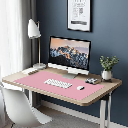 Aropana Vegan Leather Desk Mat, Mouse Pad Large, Computer Table Mat, Reversible Extended Laptop Pad for Desk, Dual Side Waterproof Edge-Stitched (31.5"x15.7" inch, Purple/Pink)