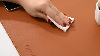 Aropana Anti-Slip Extended Mouse Pad, PU Vegan Leather Desk Mat, Computer Desk Table Protector Pad with Non-Slip Suede Base for Keyboard, Desktop, Laptop, Office, 23.6" x 13.8"inch, Brown