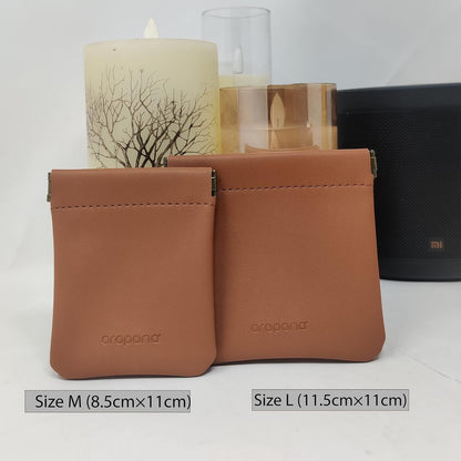 Aropana Self Closing Leather Travel Organiser Earphone AirPods Case Cosmetic Makeup Pouch Jewellery Bag Contact Lens Pouch Card Holder Mini Wallet for Men & Women (8.5CM × 11CM) Fashion Brown