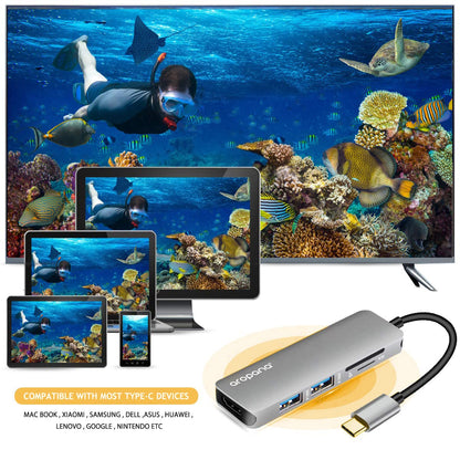 USB C Hub HDMI Adapter for MacBook Pro 2019/2018/2017, Aropana 5 in 1 Dongle USB-C to HDMI, Sd/TF Card Reader and 2 Ports USB 3.0 (Space Gray)
