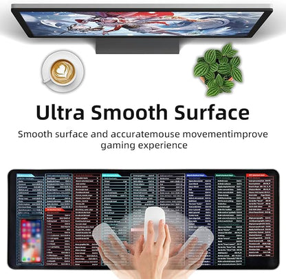 aropana Quick Key Large Anti-Slip Keyboard Pad - with PS/AI/CDR/PR/EXCEL/Word/PPT Shortcuts Pattern, Office Software Shortcuts Natural Rubber Base Odor Free Mousepad(80cm×30cm×0.3cm)