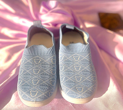 Nino Kids Casual Knitted Shoes Blue with Multicolored LED Lights -7 for 1-4 Years Boys and Girls