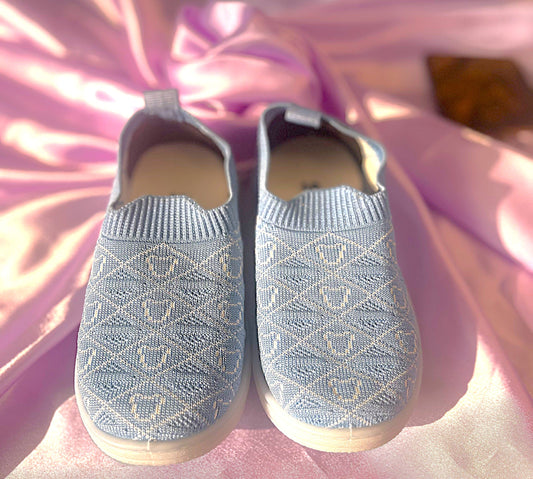 Nino Kids Casual Knitted Shoes Blue with Multicolored LED Lights -7 for 1-4 Years Boys and Girls