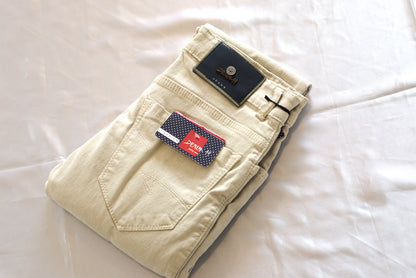 Denim Men Beige Cotton Regular Fit Casual Jeans