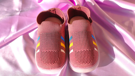 Nino Kids Casual Knitted Shoe Onion Pink with Multicolored LED Lights -7 for 1-5 Years Boys and Girls