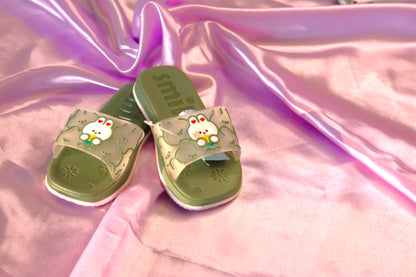 Nino Kids Girls Sandals |3D Teddy | Sandals for Girls | Girls Fashion Sandals | Sandals for Kids Girls (Forest Green)