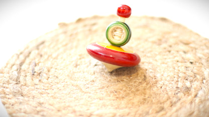 Wooden Desi Spinning Toy, Lattu, Buguri, Toy for Kids, Flat and Long Spinner