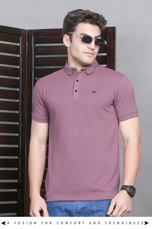 Everyday Men Athleisure Ultra Soft Light Onion Pink Polo T-Shirt - Short Sleeve, Textured