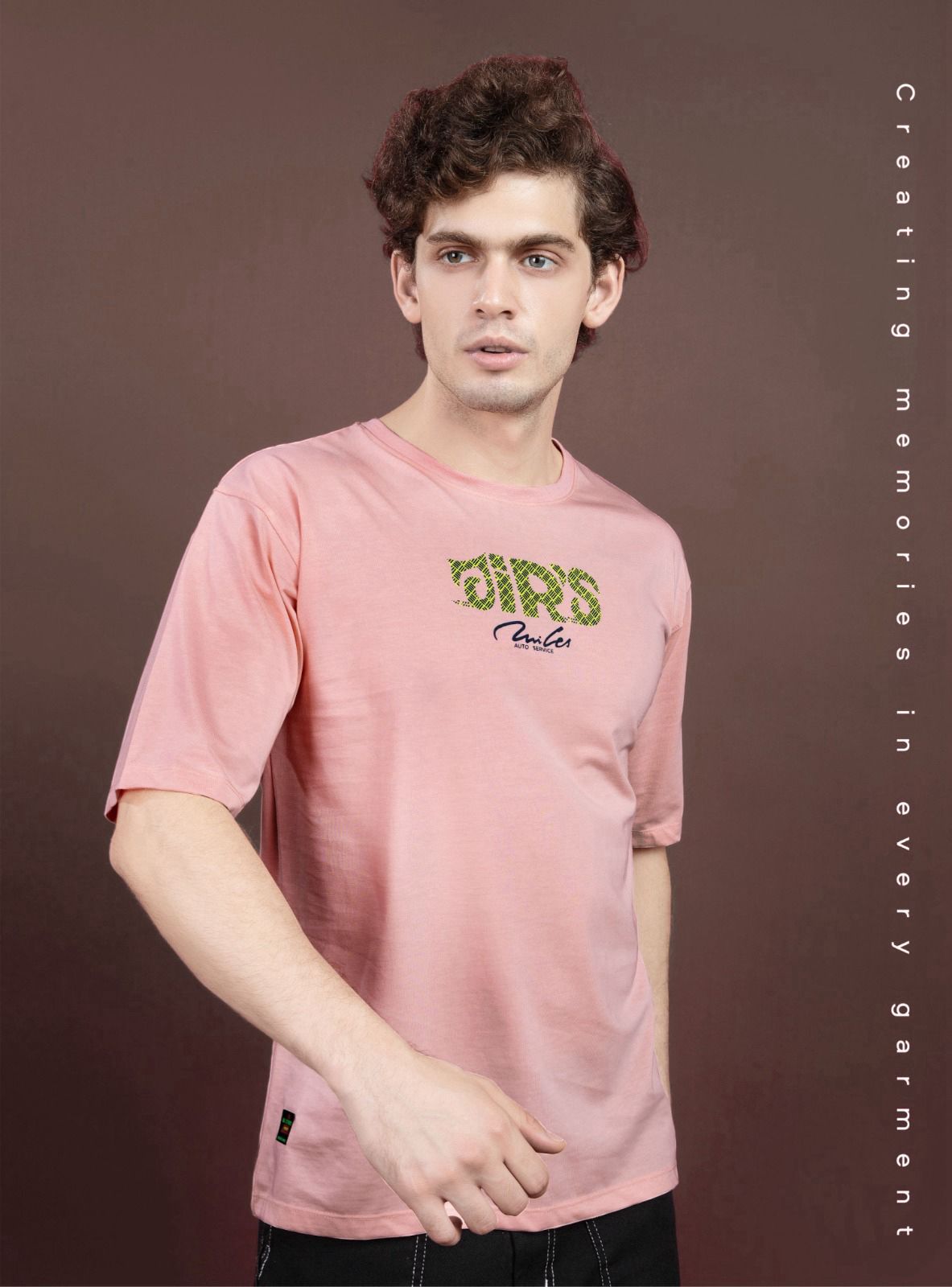 Four Squares Pure Cotton Pink Oversized Fit Originals Typographic Printed Half Sleeve T-Shirt for Men & Boys