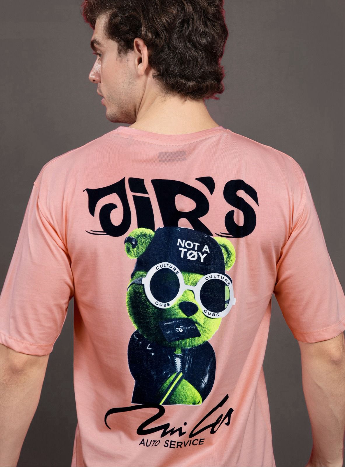 Four Squares Pure Cotton Pink Oversized Fit Originals Typographic Printed Half Sleeve T-Shirt for Men & Boys